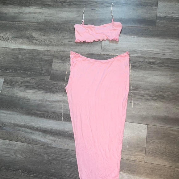 Bubblegum pink rhinestone two piece set size medium #pink #set #twopieceset - Picture 4 of 4